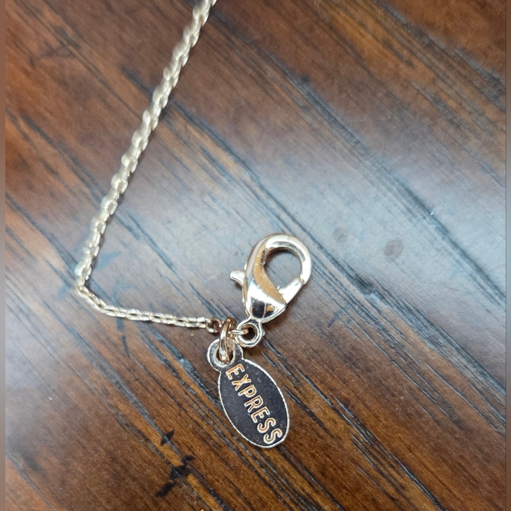 Express Rose Gold Crystal Bar Necklace Long Minimalist Pendant Jewelry - Picture 4 of 4